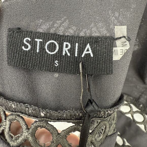 Storia Spaghetti Strap Lace Sheath Mini Dress size Small Gray New - Picture 11 of 14